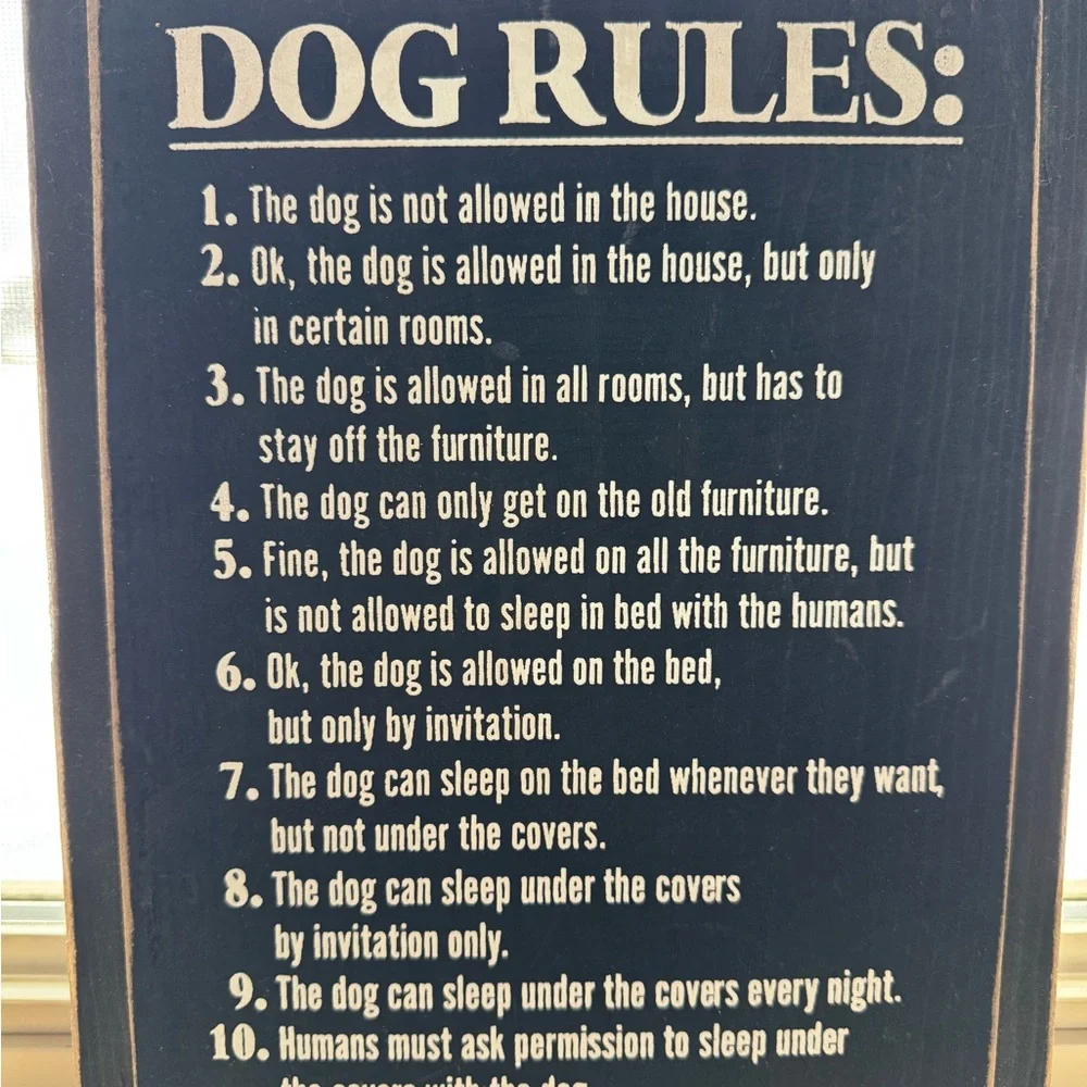 Dog Rules Decorative Sign - Black
